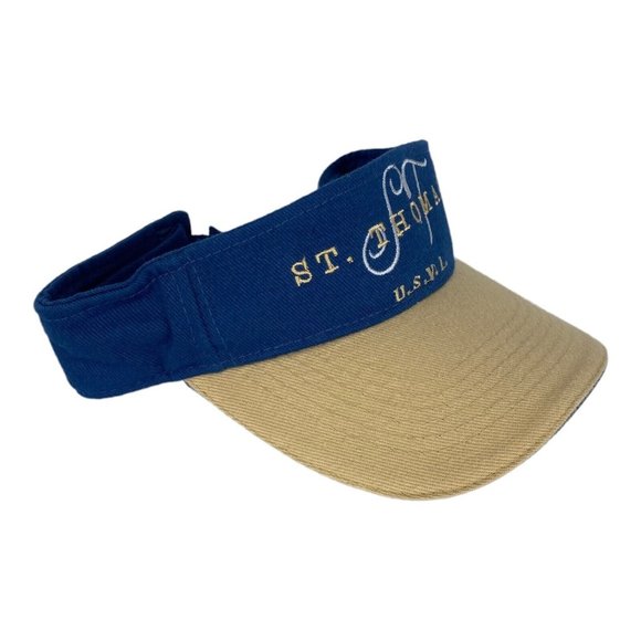 ST.‎ Thomas U.S. Virgin Islands USVL Blue Beige Visor Hat Men's Adjustable Cap - Picture 3 of 7